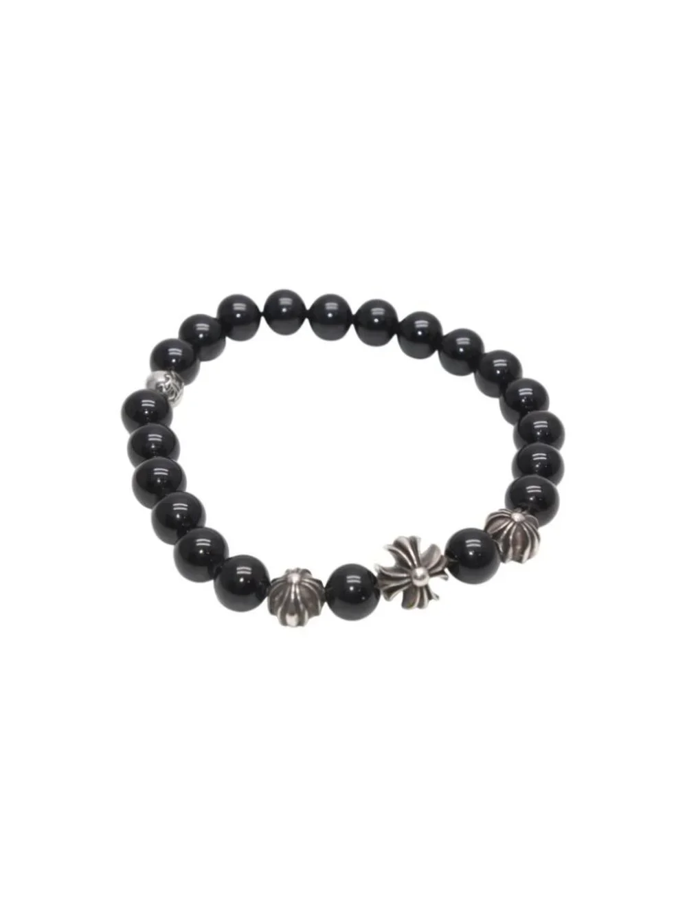 Chrome Hearts 8 Bead Bracelet Onyx 925 Sterling Silver